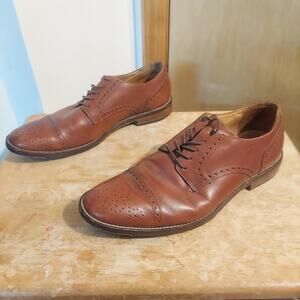 14th & Union Men's US 11 M Brown Leather Derby Cap Toe Oxford Shoes